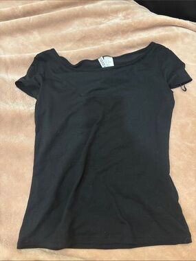 Divided Black Short Sleeve Scoop Neck Tee